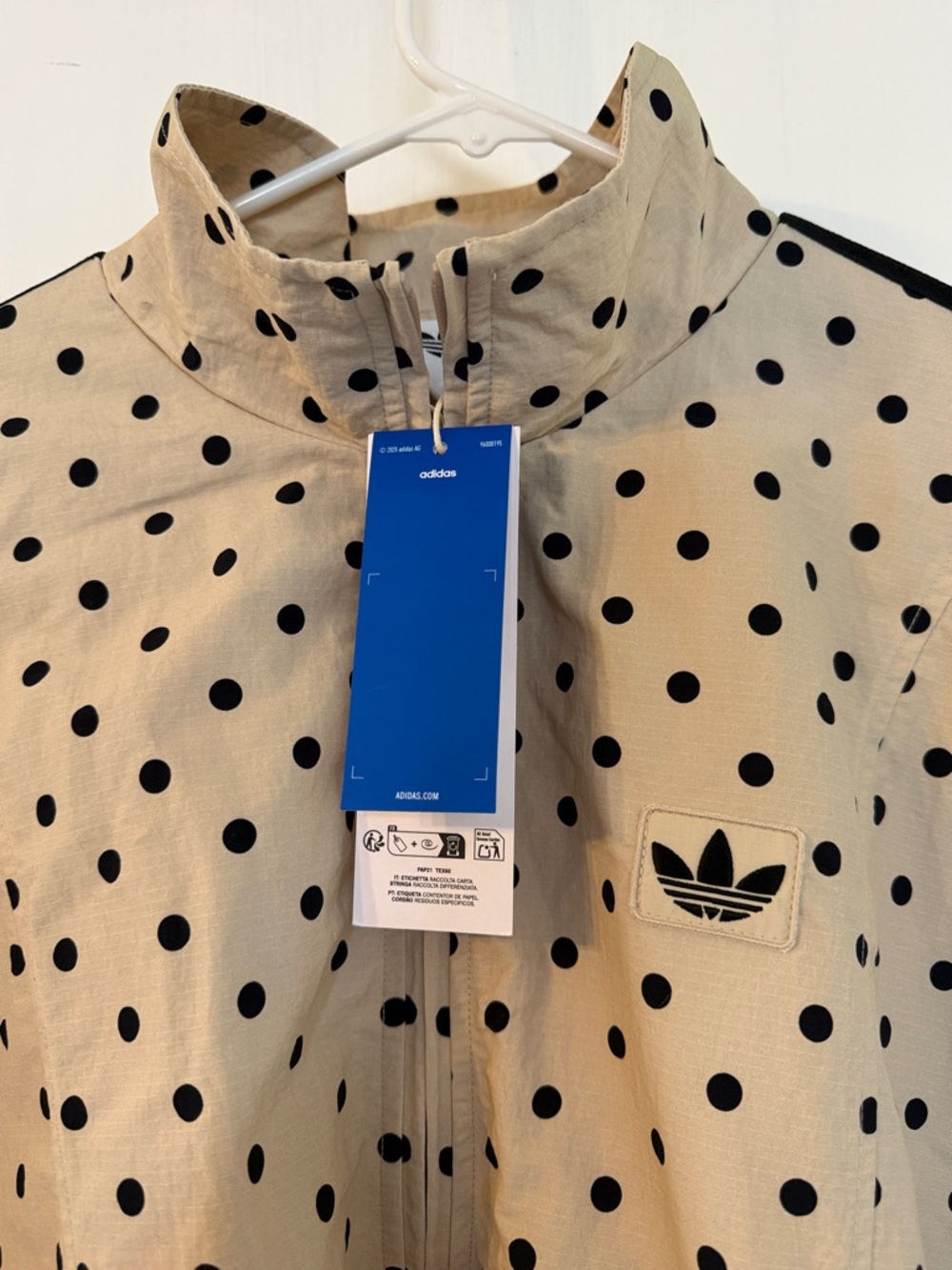 FOR SWAP ONLY @sumustgo adidas Beige Polka Dot Bomber Jacket with Black Dots - Picture 3 of 5